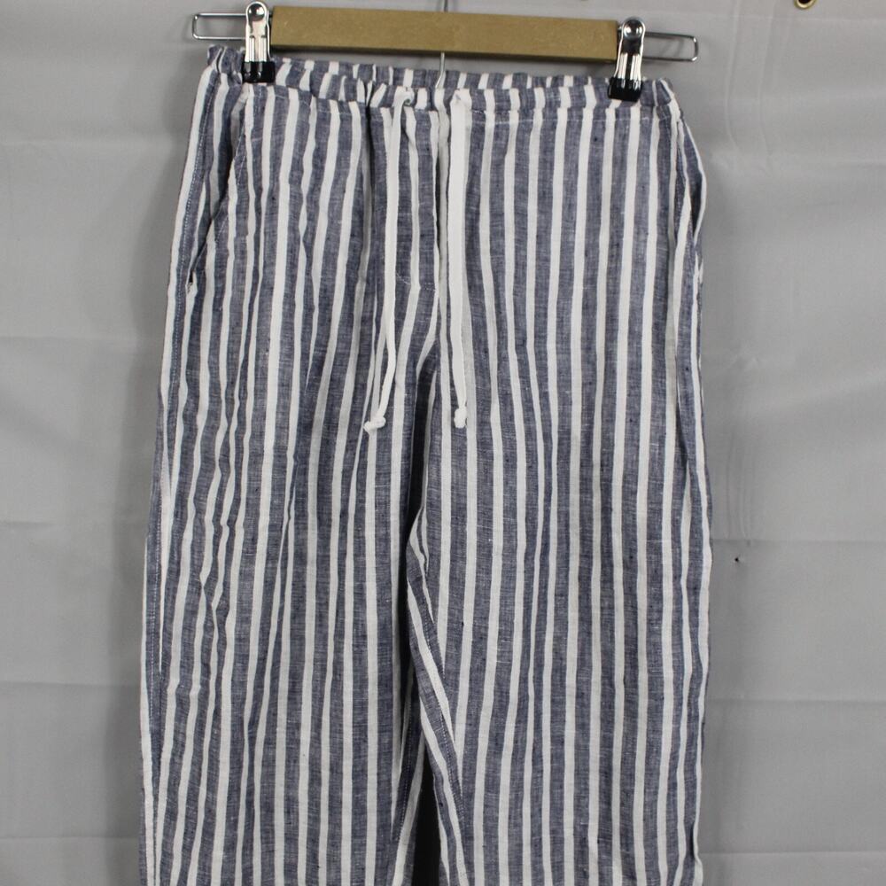 CP Shades Pants Womens XS Linen Striped White Blue Quiet Luxury Old Money Retro - Picture 2 of 11